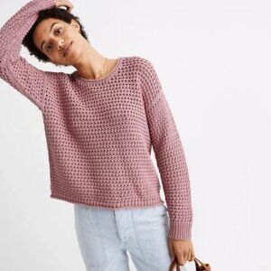 Madewell | Oversized Open-Stitch Summer Sweater Pink Austen Pullover | Size XS